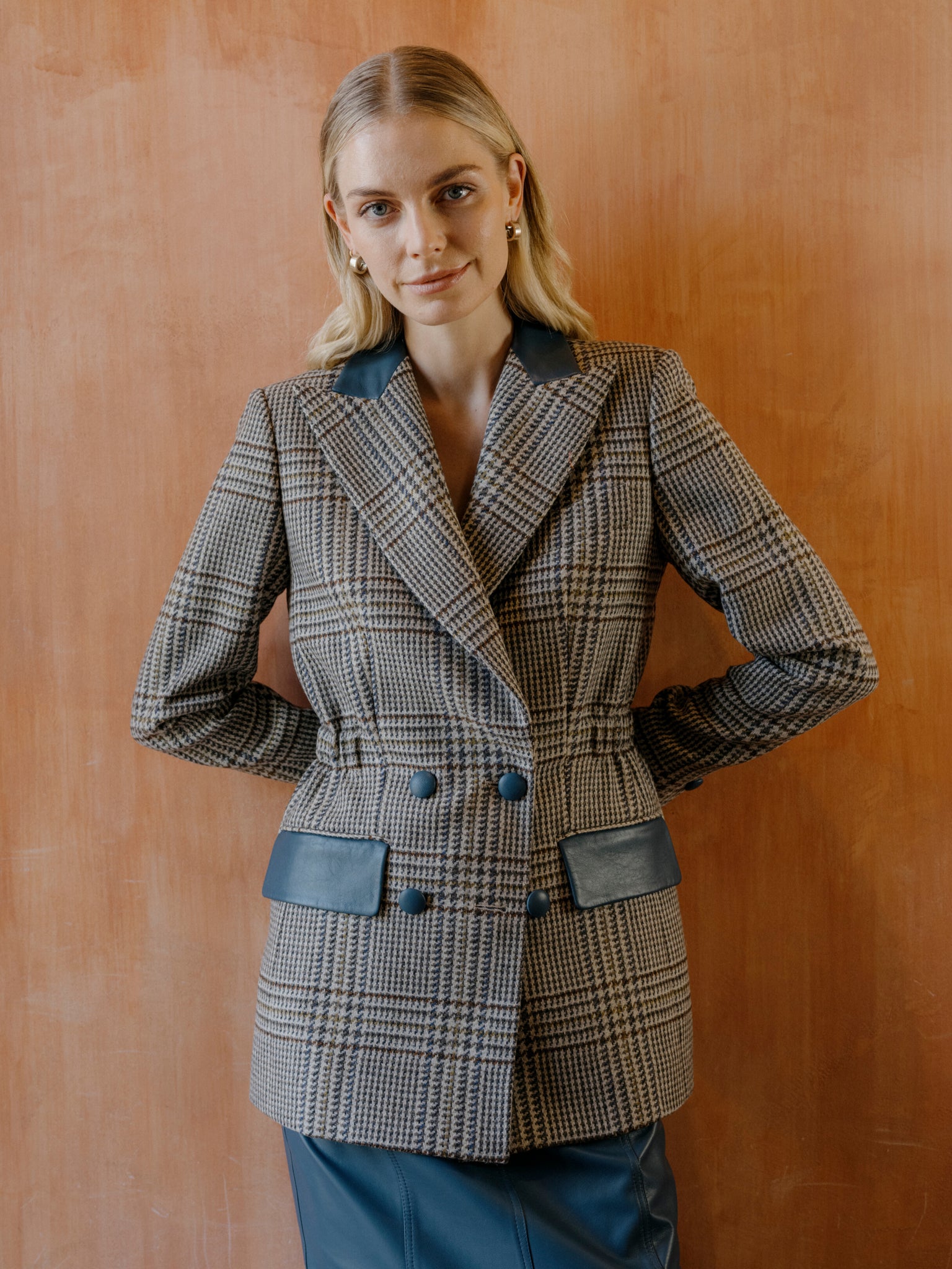 The Nappa Dierdre Jacket in Stone Multi Plaid