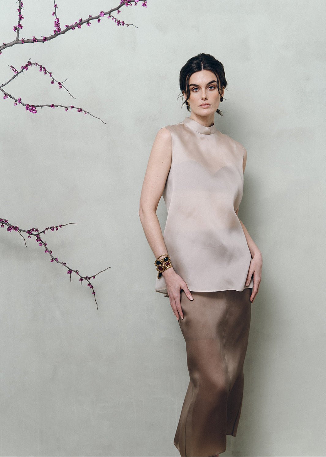 The Alessia Skirt in Truffle Silk Organza