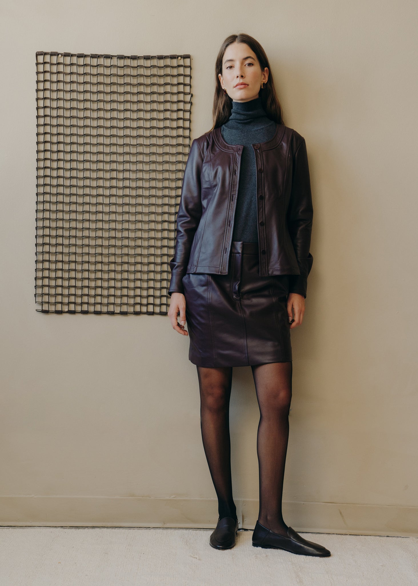 The Mini Sonia Skirt in Oxblood Leather