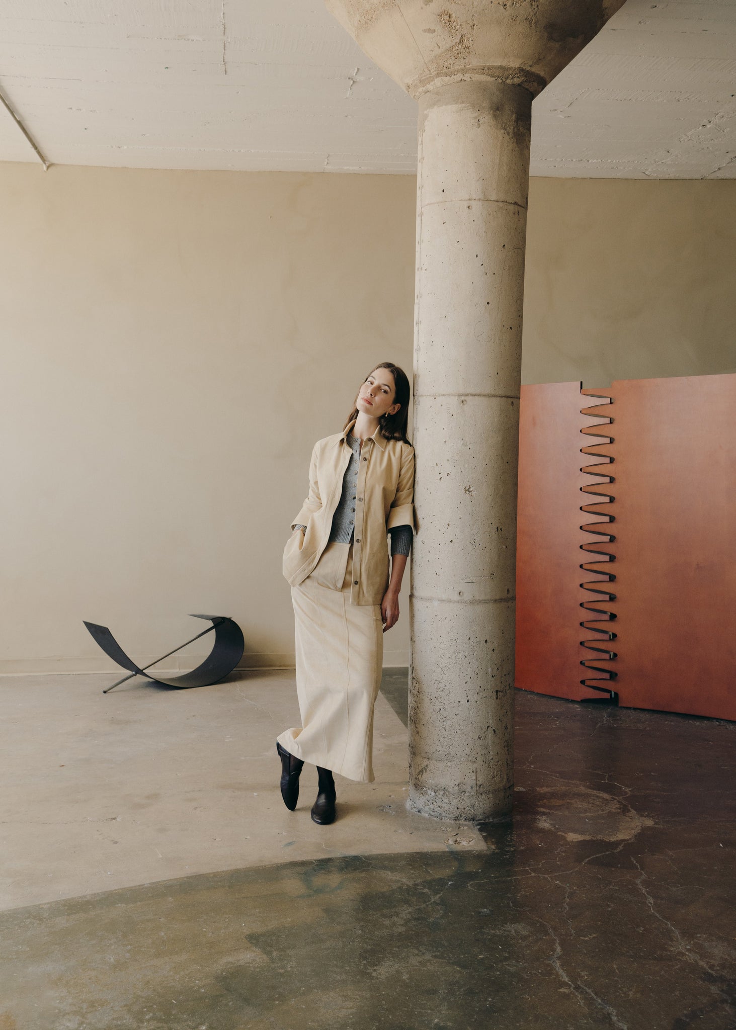 The Maxi Sonia Skirt in Chamois Suede