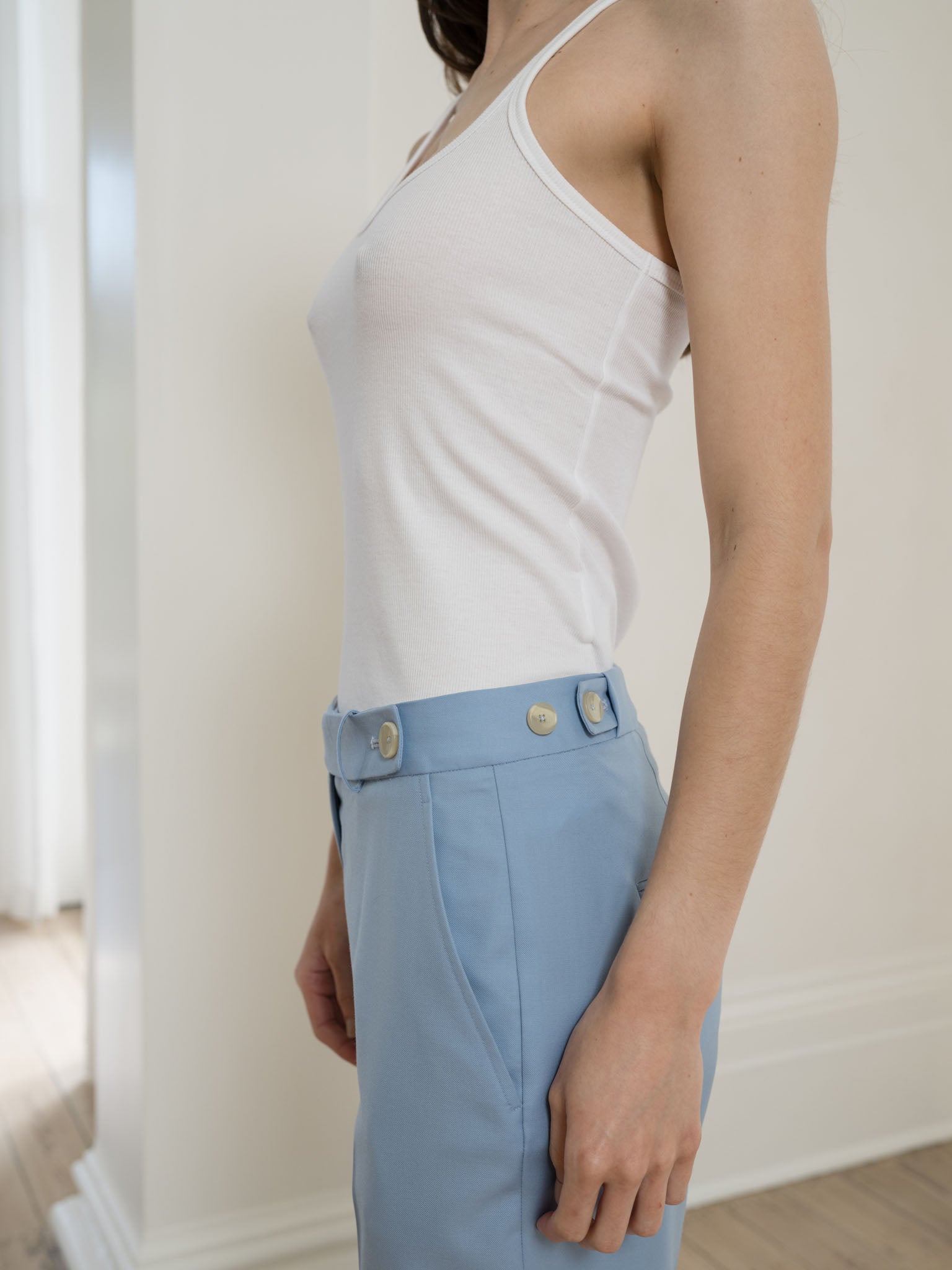 The Pencil Trouser in Soft Blue